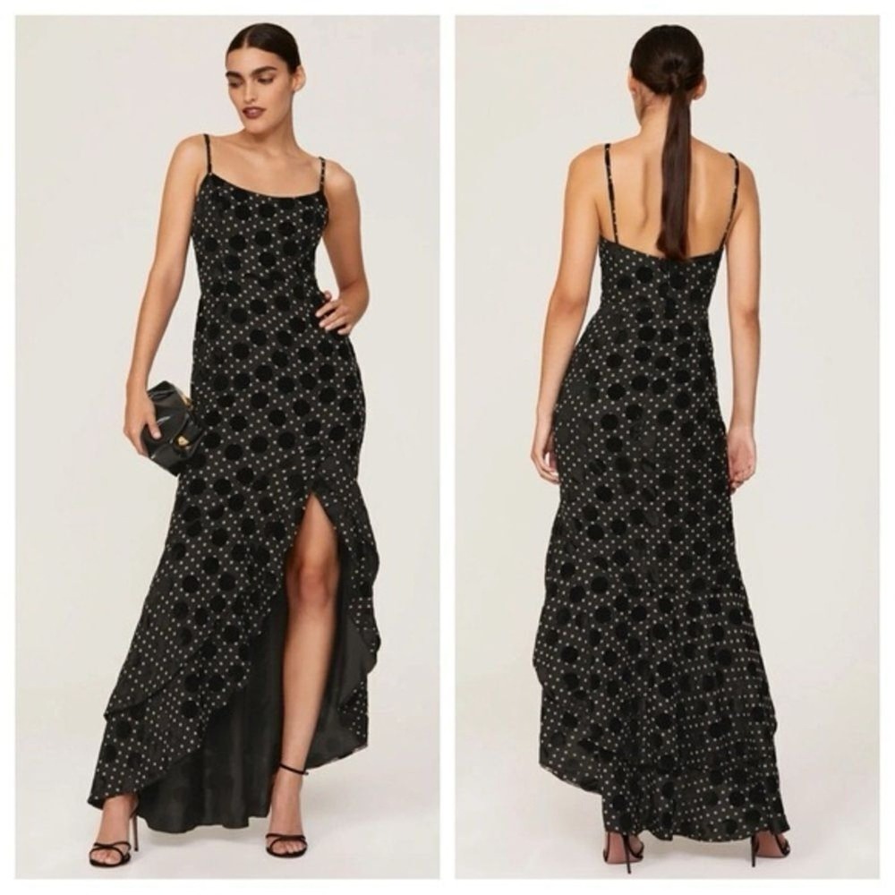 Black Polka‎ Dot Maxi Slip Dress Size 4